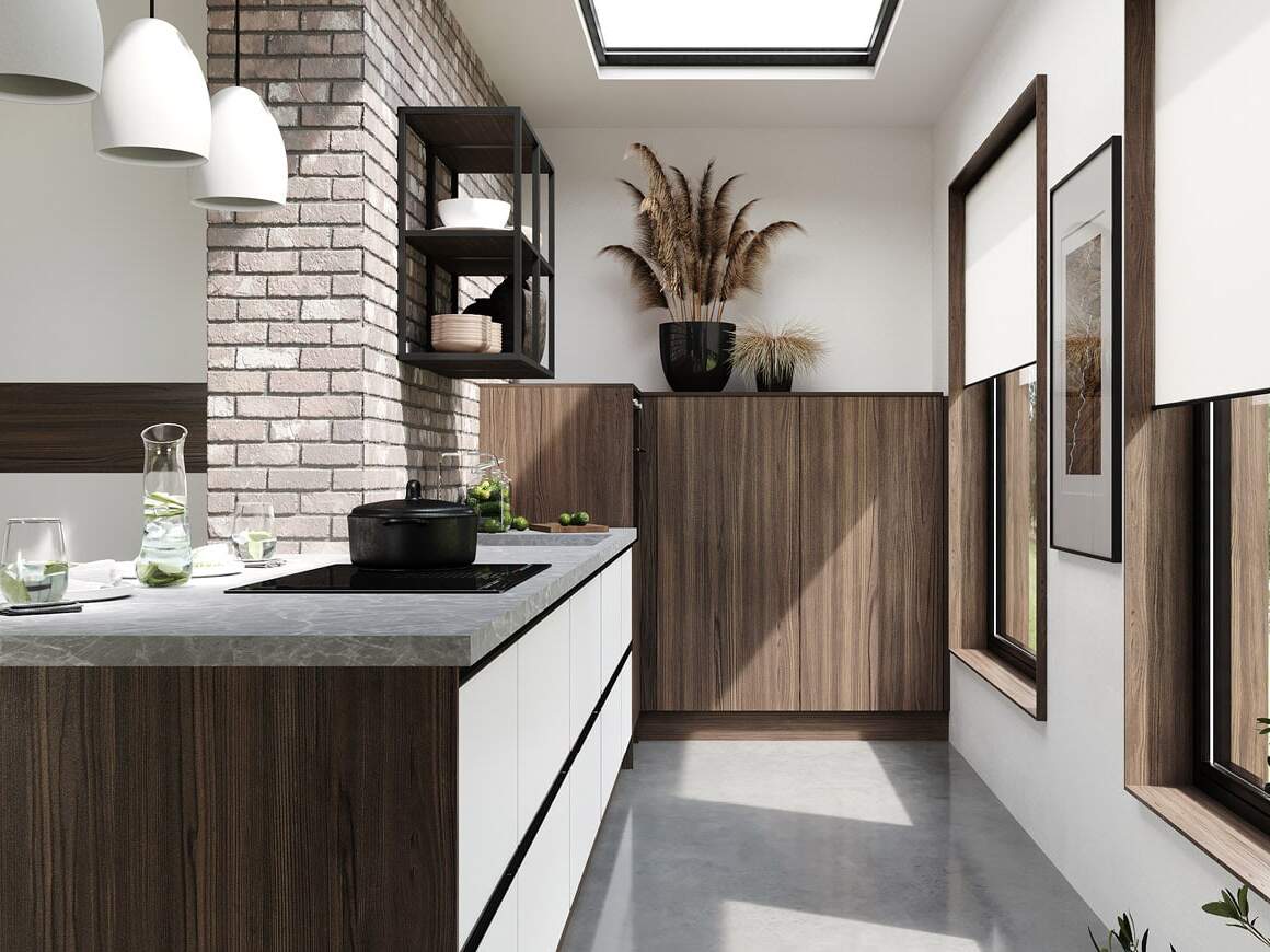 Berlioz Creations PRIMA PG8BGC Corner Kitchen Cabinet with Worktop, 2 Doors  with Structured Oak 88 x 88 x 85 cm, 100% Made in France : :  Home & Kitchen